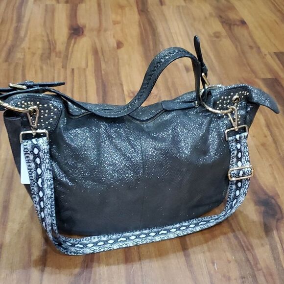GUC Metallic Faux Snake Silver Gray OrYany LG Hobo Bag - Picture 1 of 10
